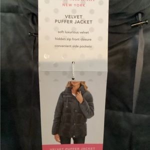 ISAAC MIZRAHI NEW YORK gray velour puffer jacket size Large